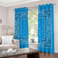 Light Blue Paisley Bandana Print Dimout Grommet Curtains