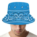 Light Blue Paisley Bandana Print Bucket Hat