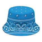 Light Blue Paisley Bandana Print Bucket Hat