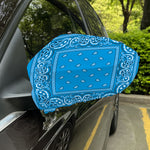 Light Blue Paisley Bandana Print Car Side Mirror Covers