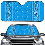 Light Blue Paisley Bandana Print Car Windshield Sun Shade