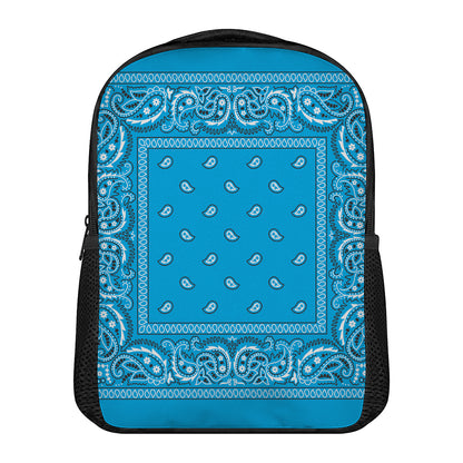 Light Blue Paisley Bandana Print Casual Backpack
