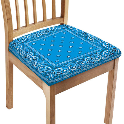 Light Blue Paisley Bandana Print Chair Cushion Cover