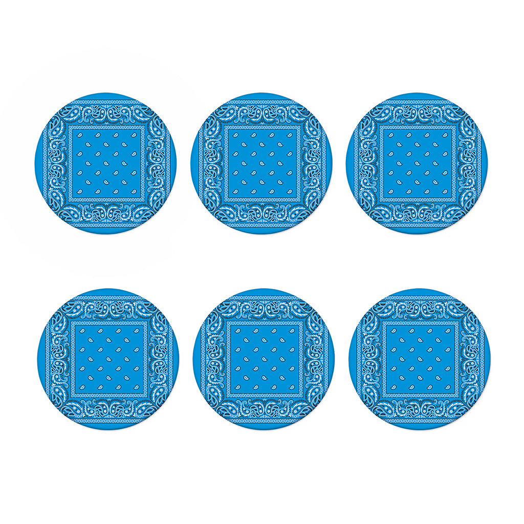 Light Blue Paisley Bandana Print Coaster Set