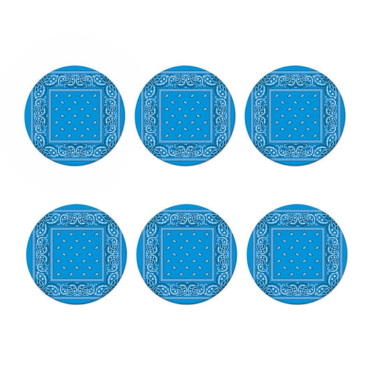 Light Blue Paisley Bandana Print Coaster Set