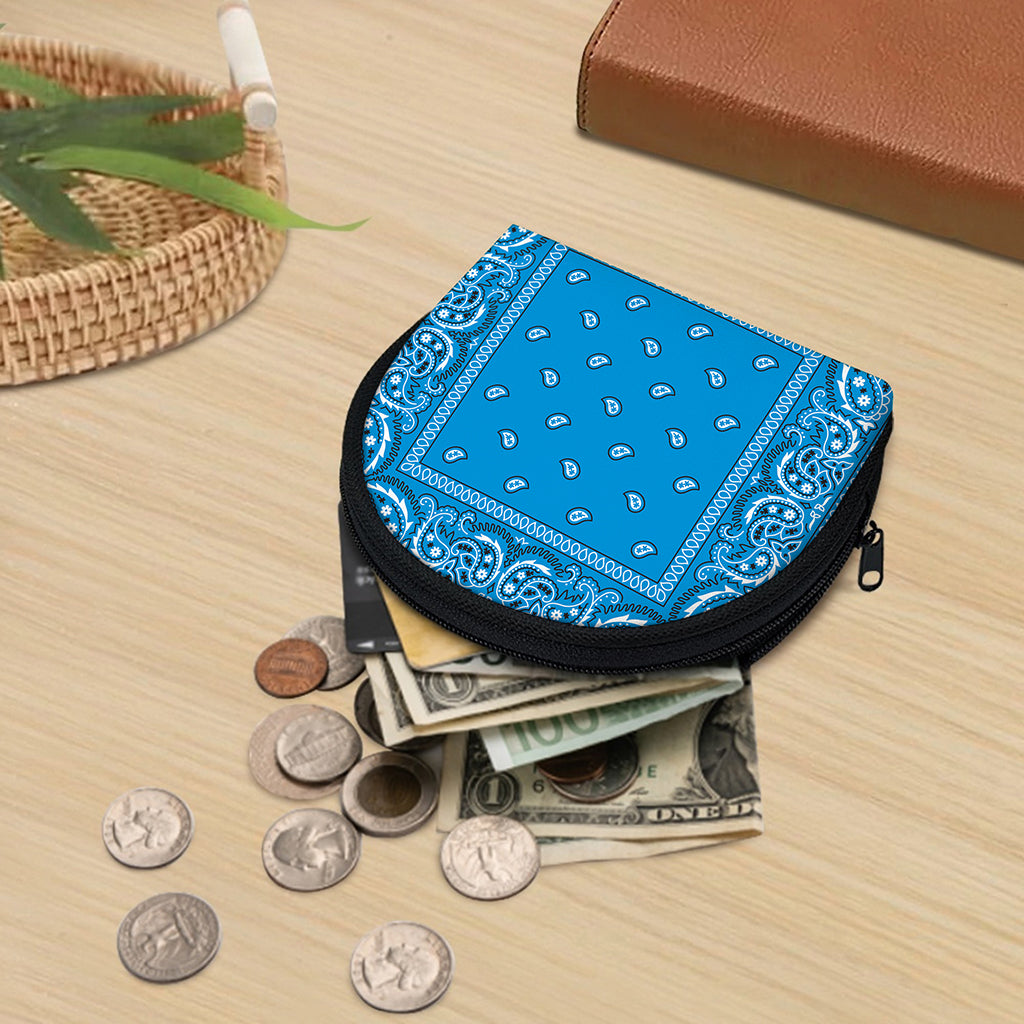 Light Blue Paisley Bandana Print Coin Purse