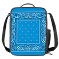 Light Blue Paisley Bandana Print Crossbody Lunch Bag