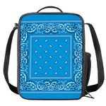 Light Blue Paisley Bandana Print Crossbody Lunch Bag