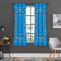 Light Blue Paisley Bandana Print Grommet Curtain Panels