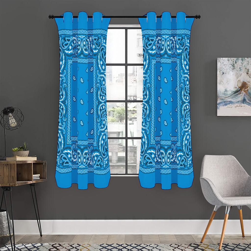 Light Blue Paisley Bandana Print Curtain