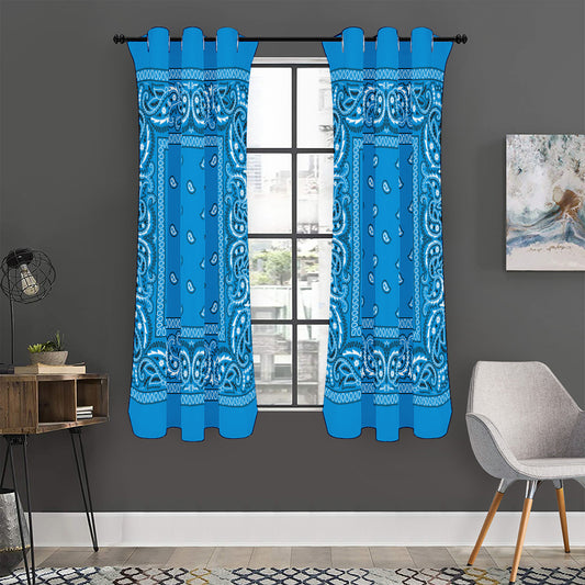 Light Blue Paisley Bandana Print Curtain