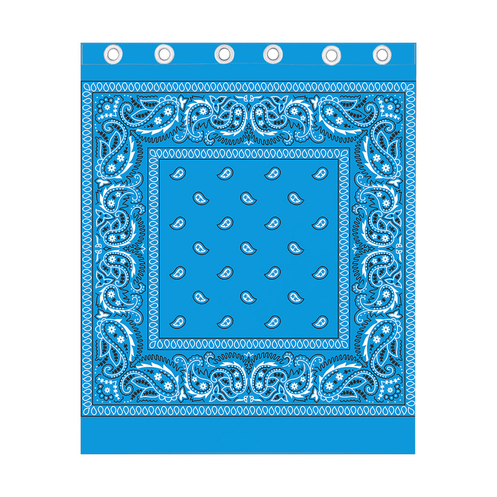 Light Blue Paisley Bandana Print Curtain
