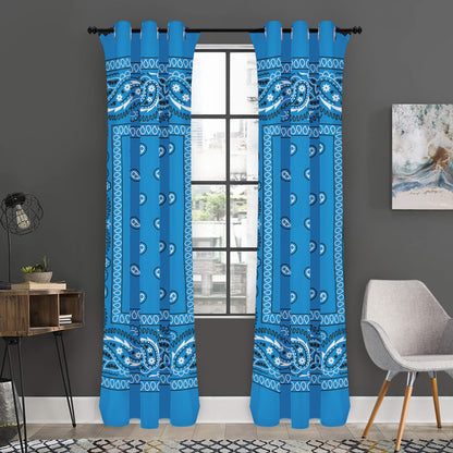 Light Blue Paisley Bandana Print Curtain