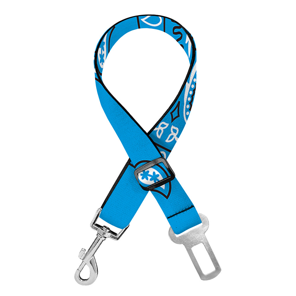 Light Blue Paisley Bandana Print Dog Seat Belt
