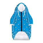 Light Blue Paisley Bandana Print Dog Zip Up Hoodie