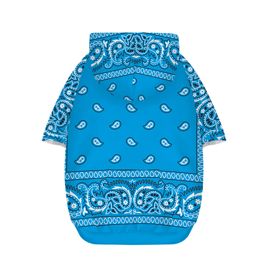Light Blue Paisley Bandana Print Dog Zip Up Hoodie
