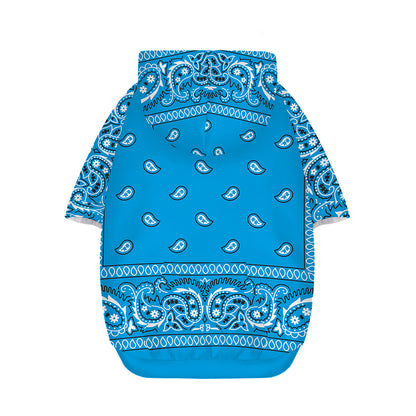 Light Blue Paisley Bandana Print Dog Zip Up Hoodie