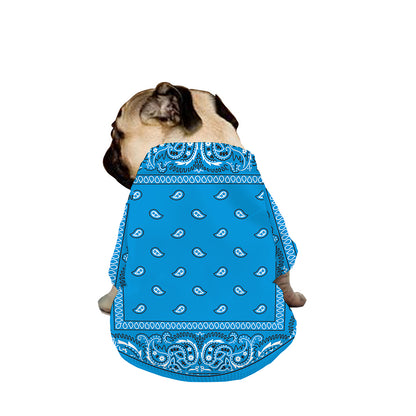 Light Blue Paisley Bandana Print Dog Zip Up Jacket