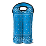 Light Blue Paisley Bandana Print Double Neoprene Wine Tote