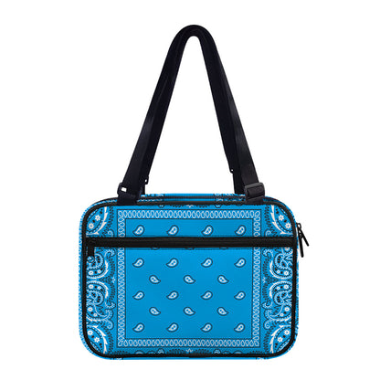 Light Blue Paisley Bandana Print Double Strap Bible Bag