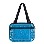 Light Blue Paisley Bandana Print Double Strap Bible Bag
