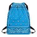 Light Blue Paisley Bandana Print Drawstring Backpack