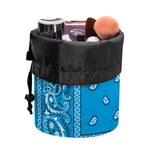 Light Blue Paisley Bandana Print Drawstring Makeup Bag