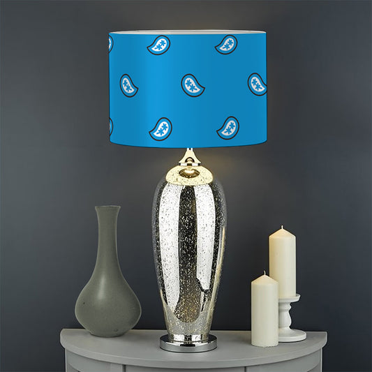 Light Blue Paisley Bandana Print Drum Lamp Shade