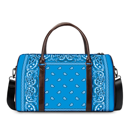 Light Blue Paisley Bandana Print Duffle Bag