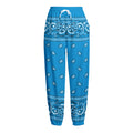 Light Blue Paisley Bandana Print Fleece Lined Knit Pants