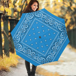 Light Blue Paisley Bandana Print Foldable Umbrella