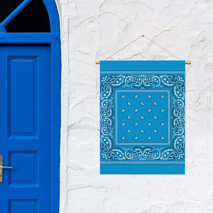 Light Blue Paisley Bandana Print Garden Flag