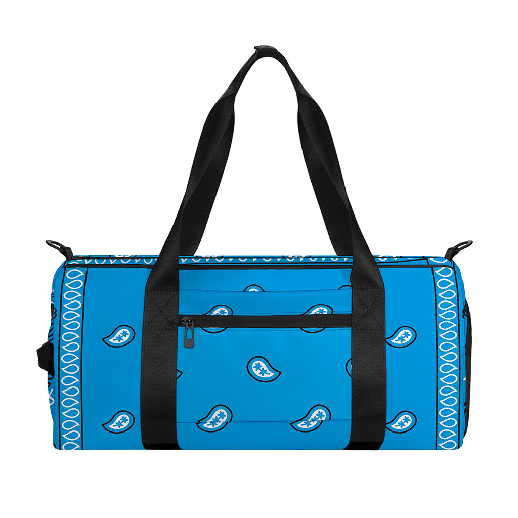 Light Blue Paisley Bandana Print Gym Bag