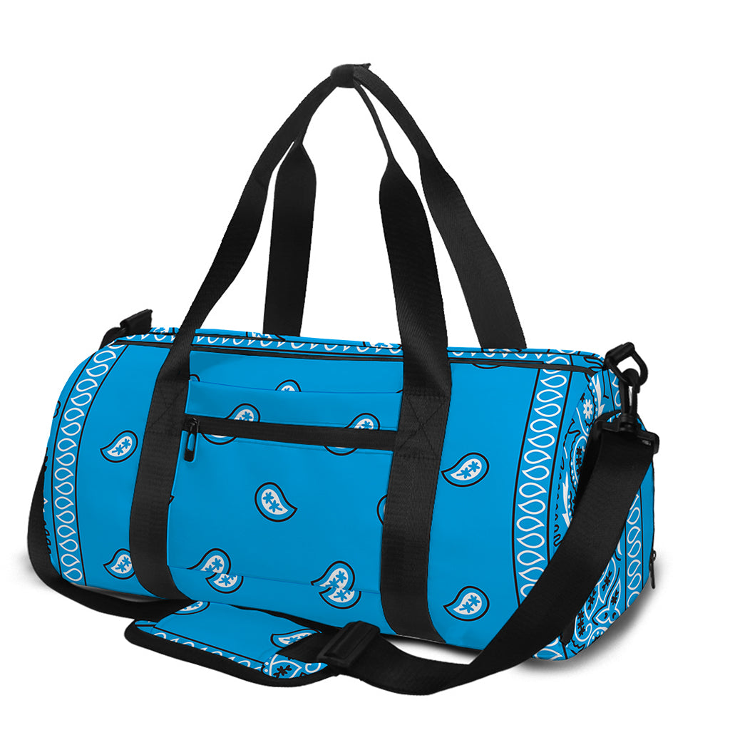 Light Blue Paisley Bandana Print Gym Bag