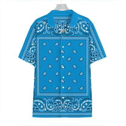 Light Blue Paisley Bandana Print Hawaiian Shirt