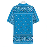 Light Blue Paisley Bandana Print Hawaiian Shirt