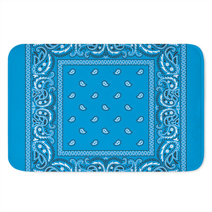 Light Blue Paisley Bandana Print Indoor Door Mat