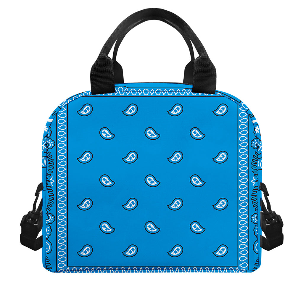 Light Blue Paisley Bandana Print Insulated Lunch Bag