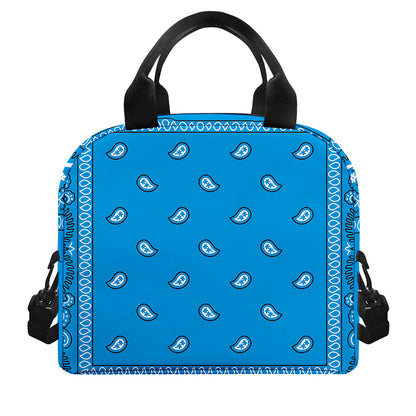 Light Blue Paisley Bandana Print Insulated Lunch Bag