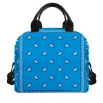 Light Blue Paisley Bandana Print Insulated Lunch Bag