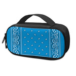 Light Blue Paisley Bandana Print Insulin Cooler Travel Case