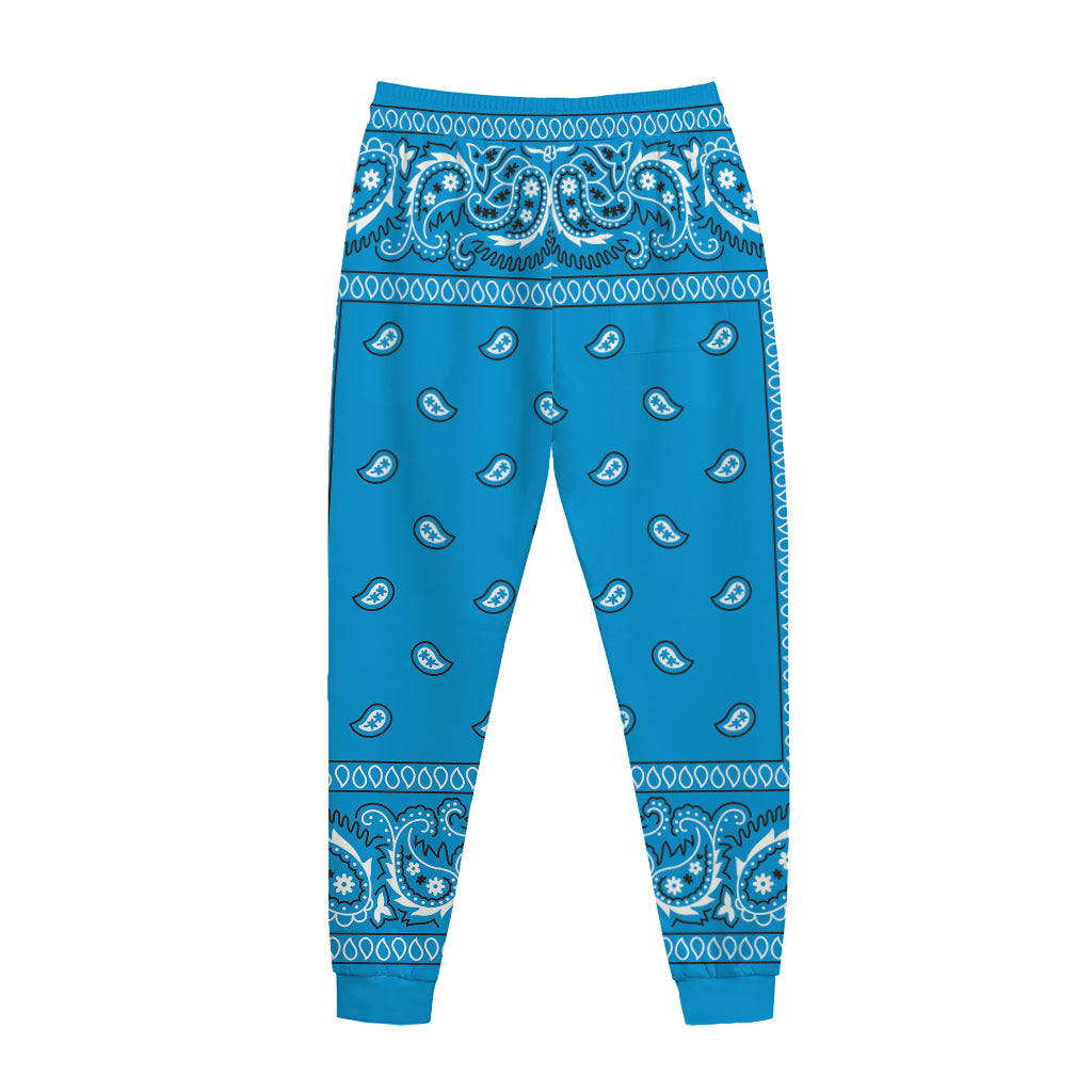 Light Blue Paisley Bandana Print Jogger Pants