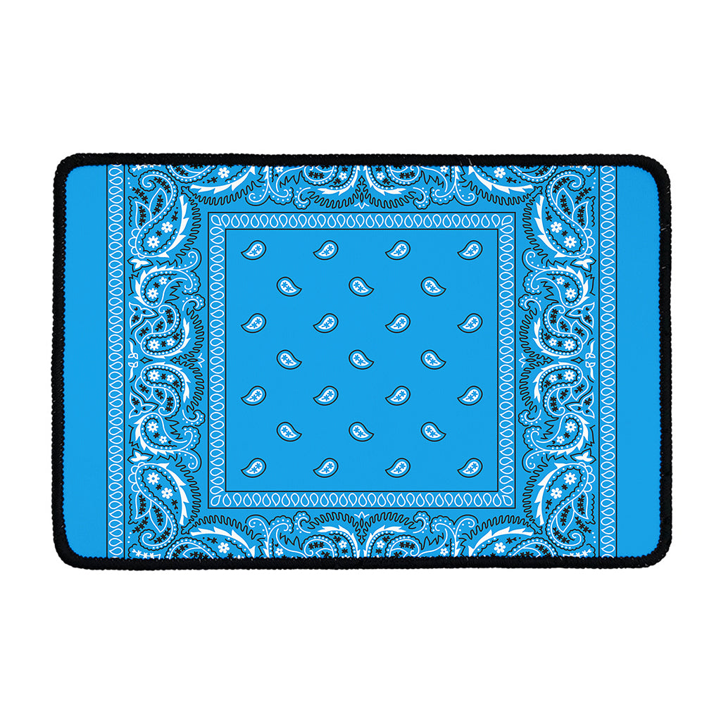 Light Blue Paisley Bandana Print Kitchen Mat