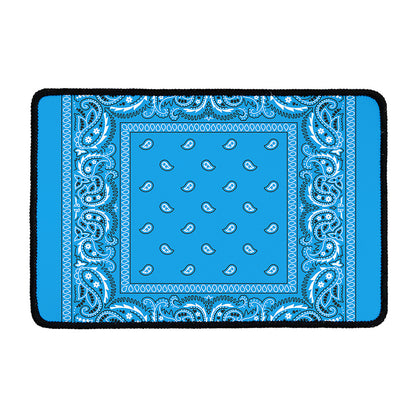 Light Blue Paisley Bandana Print Kitchen Mat