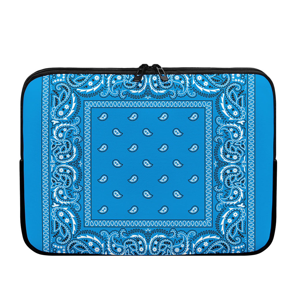 Light Blue Paisley Bandana Print Laptop Sleeve