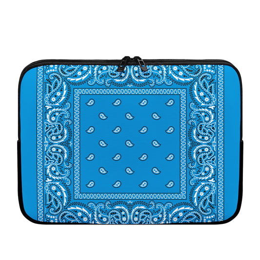 Light Blue Paisley Bandana Print Laptop Sleeve