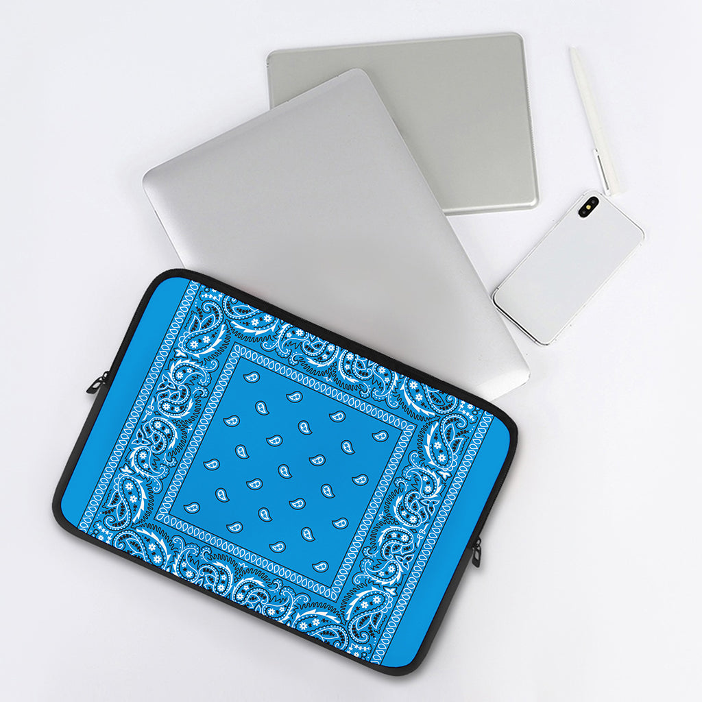 Light Blue Paisley Bandana Print Laptop Sleeve