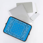 Light Blue Paisley Bandana Print Laptop Sleeve