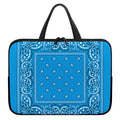 Light Blue Paisley Bandana Print Laptop Sleeve With Handle