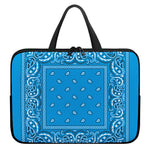 Light Blue Paisley Bandana Print Laptop Sleeve With Handle